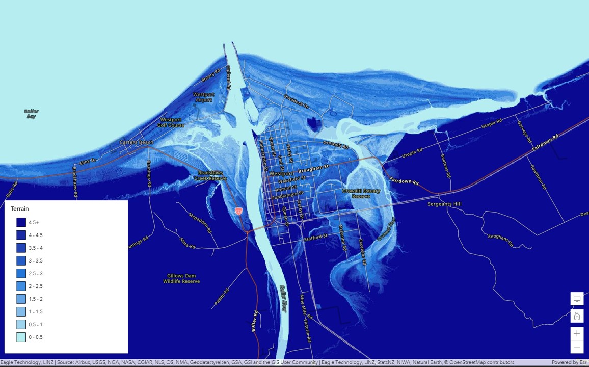 Esri terrain layer visualized in classes