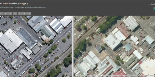 Screenshot of the new & old imagery Storymap