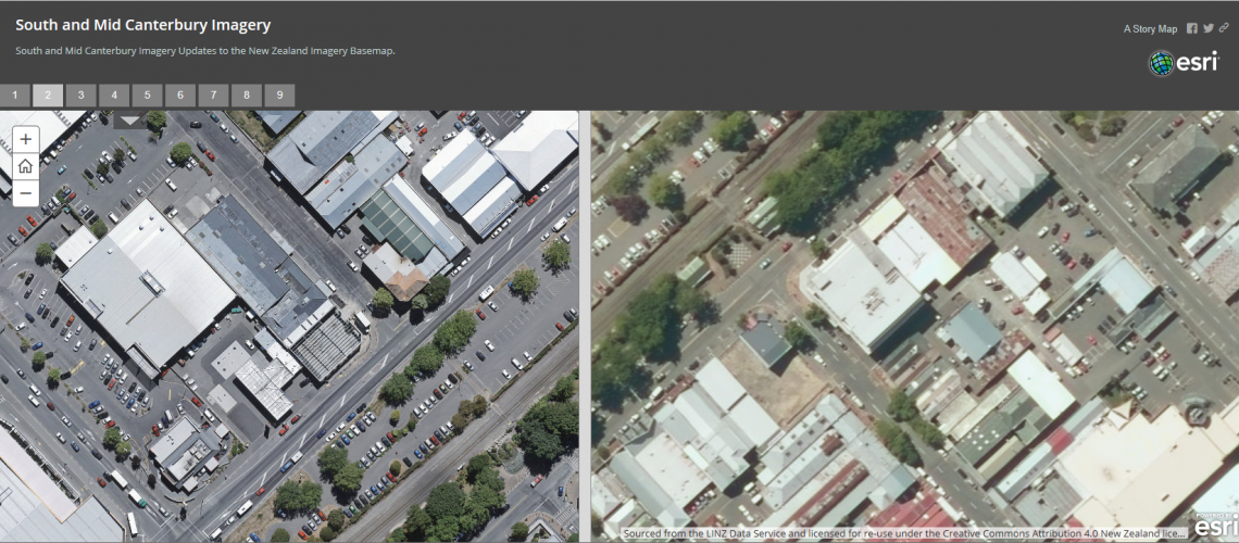Screenshot of the new & old imagery Storymap