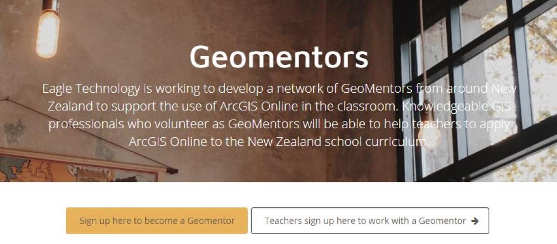 Eagle Technology is working to develop a network of GeoMentors from around New Zealand to support the use of ArcGIS Online in the classroom. Knowledgeable GIS professionals who volunteer as GeoMentors will be able to help teachers to apply ArcGIS Online to the New Zealand school curriculum. 