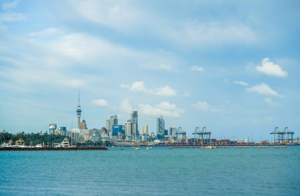 Auckland skyline viewed across the harbour.