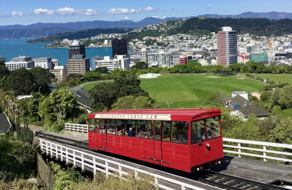 Cable car overlooking Wellington city.