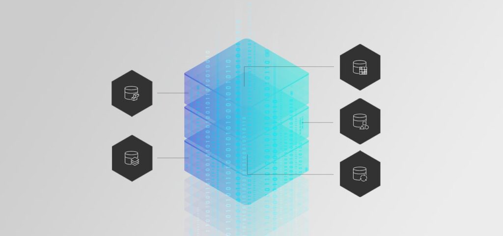 ArcGIS data management diagram showing connected data sources and databases.
