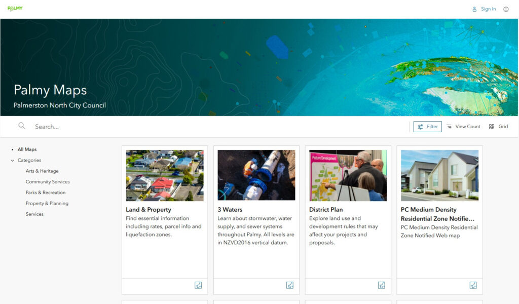 Palmy Maps web portal for Palmerston North City Council.
