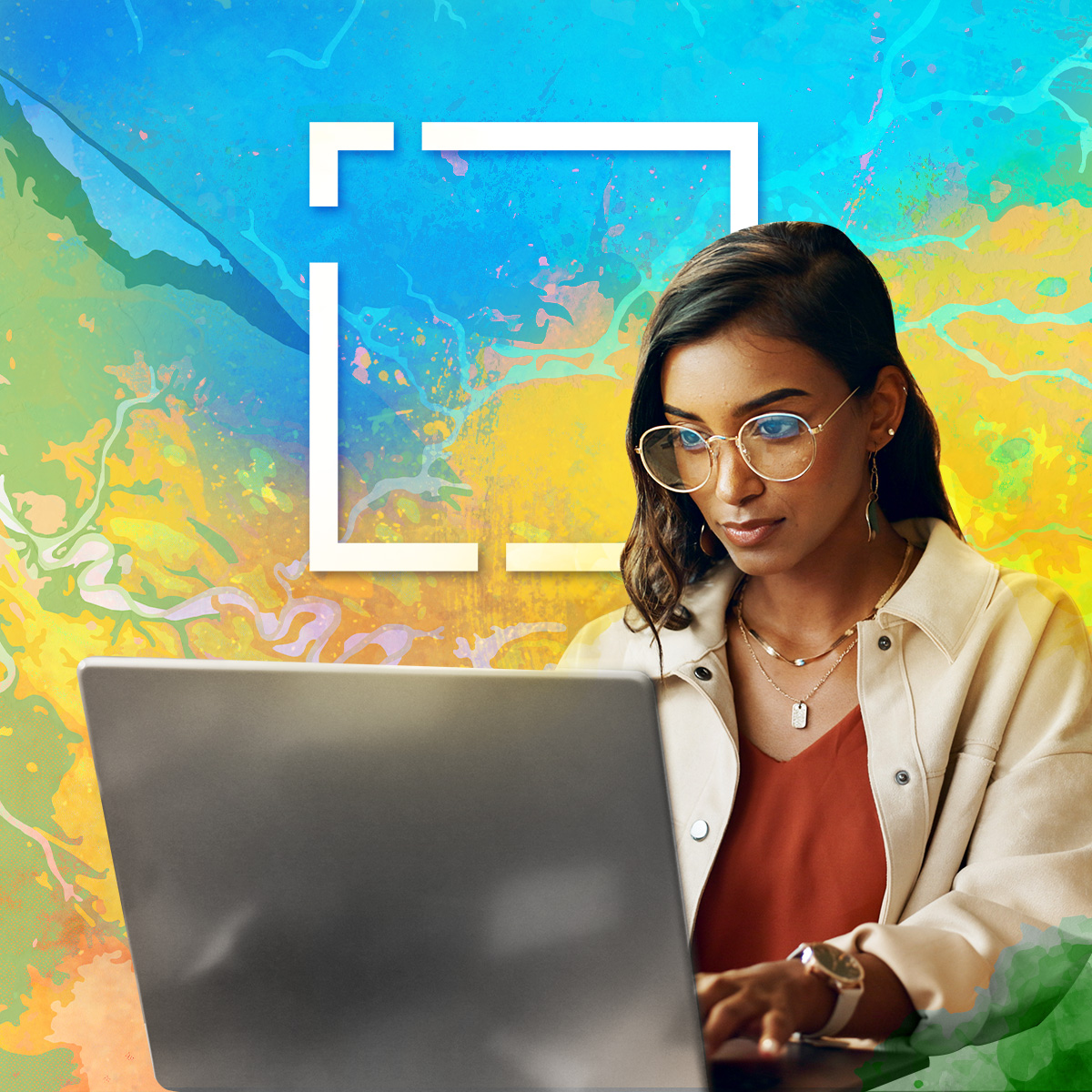 Esri Technical Certification woman sitting at computer