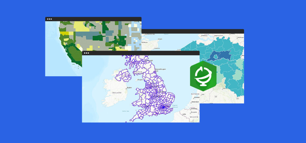 ArcGIS GeoEnrichment maps showing demographic data and administrative boundaries.