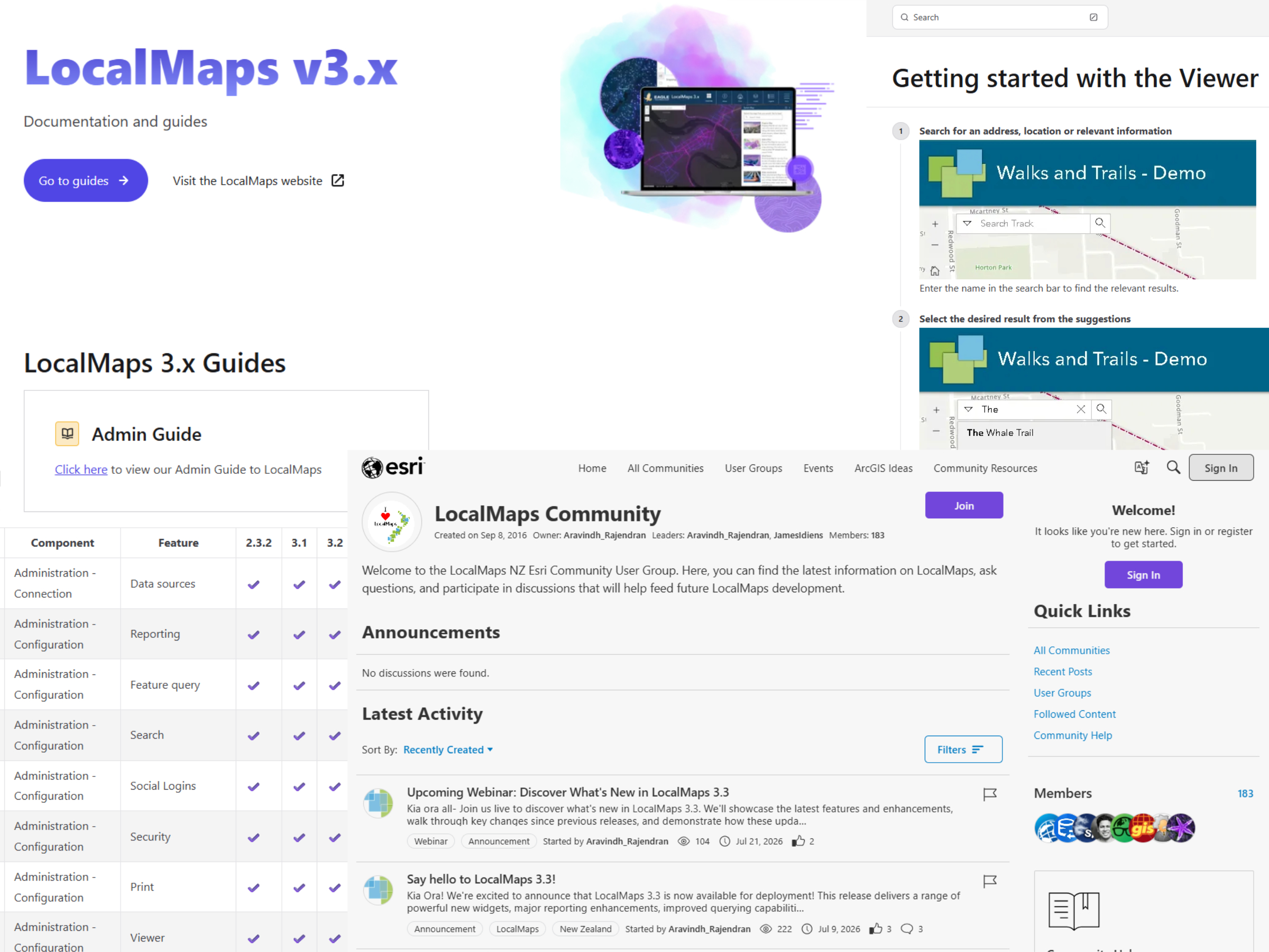 Screenshot of the LocalMaps guides website and community portal.